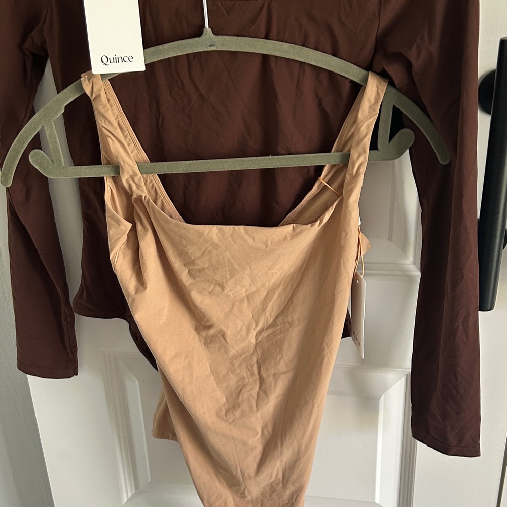 Quince Women's Three-Piece Bodysuit Set - Black, Brown & Tan medium‎ - Picture 2 of 10